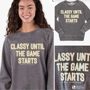 NWOT Simply Southern Charcoal embroidered Sweatshirt - Classy Game Starts